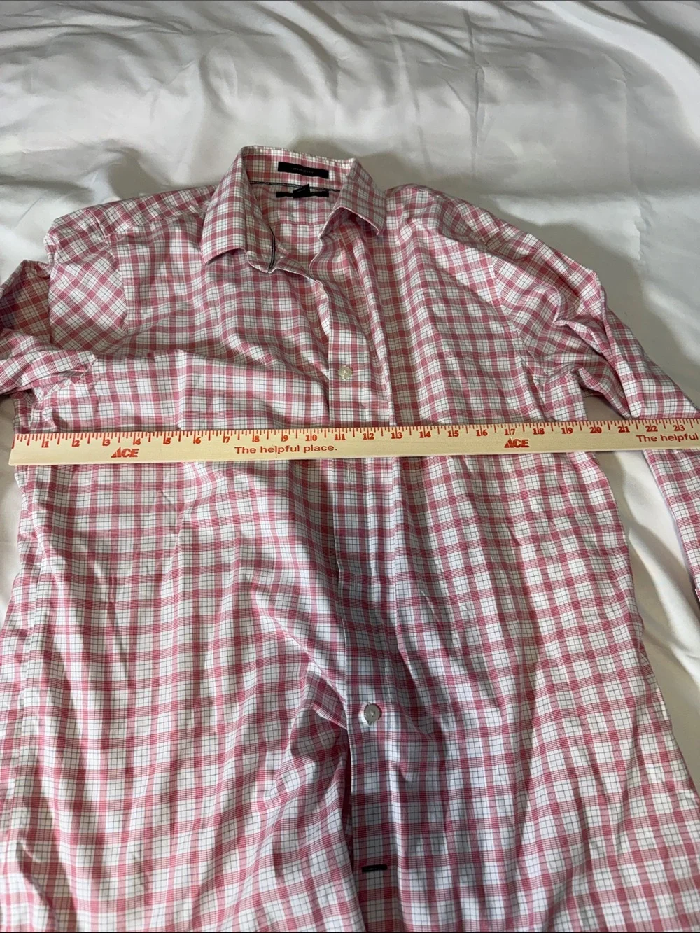 Banana Republic Pink and White Plaid Button-Down Shirt Standard Fit Large